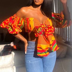 ❤️ Kente wax print cropped top